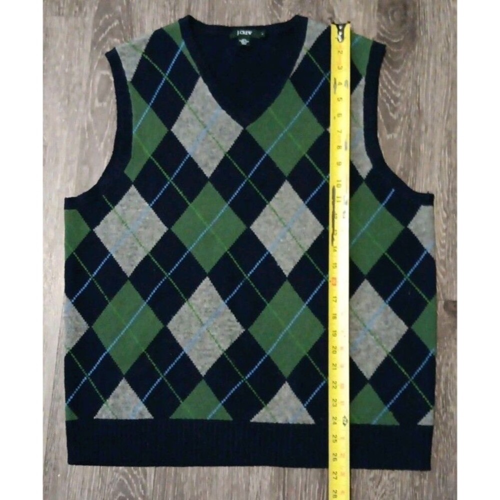 J. Crew Lambswool V-Neck Argyle Sweater Vest Men's L - Picture 4 of 5
